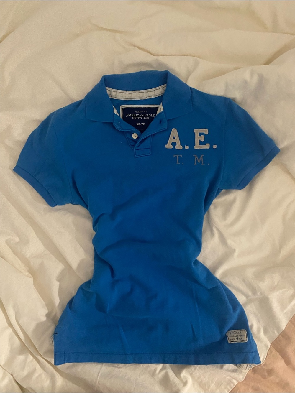 VINTAGE American Eagle Outfitters Blue Polo with A.E. Detail